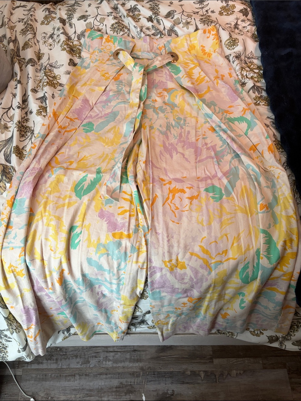 Anthropologie Maeve Multicolor Floral pants — Pastel Blue, Yellow & Peach